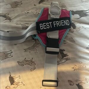 Pink and Blue Dog Harness with Reflective Straps